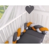 Knotted bumper Braided Cushion Pillow - gray-honey yellow-anthracite