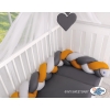 Knotted bumper Braided Cushion Pillow - gray-honey yellow-anthracite