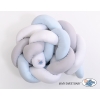 Knotted cot bumper- white-gray-blue