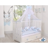 Knotted cot bumper- white-gray-blue