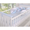 Knotted cot bumper- white-gray-blue