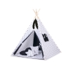 MEGA SET: Kids Teepee tent + playmat + pillows + decorative feathers- Black Stars/black