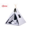 MEGA SET: Kids Teepee tent + playmat + pillows + decorative feathers- Black Stars/black