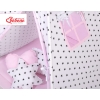 MEGA SET: Kids Teepee tent + playmat + pillows + decorative feathers- Black Stars/pink