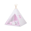 MEGA SET: Kids Teepee tent + playmat + pillows + decorative feathers- Black Stars/pink