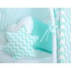 MEGA SET: Kids Teepee tent + playmat + pillows + decorative feathers FREE!- Chevron mint