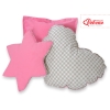 MEGA SET: Kids Teepee tent + playmat + pillows + decorative feathers FREE!- Gray checkered-pink