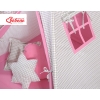 MEGA SET: Kids Teepee tent + playmat + pillows + decorative feathers FREE!- Gray checkered-pink