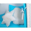 MEGA SET: Kids Teepee tent + playmat + pillows + decorative feathers FREE!- Gray checkered-turquoise