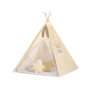 MEGA SET: Kids Teepee tent + playmat + pillows + decorative feathers FREE!- White dots on beige