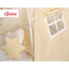 MEGA SET: Kids Teepee tent + playmat + pillows + decorative feathers FREE!- White dots on beige