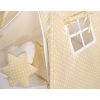 MEGA SET: Kids Teepee tent + playmat + pillows + decorative feathers FREE!- White dots on beige