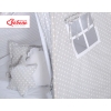 MEGA SET: Kids Teepee tent + playmat + pillows + decorative feathers FREE!- White dots on Gray