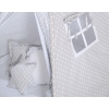 MEGA SET: Kids Teepee tent + playmat + pillows + decorative feathers FREE!- White dots on Gray