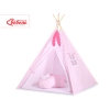 MEGA SET: Kids Teepee tent + playmat + pillows + decorative feathers FREE! - White dots on pink