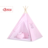 MEGA SET: Kids Teepee tent + playmat + pillows + decorative feathers FREE! - White dots on pink