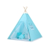 MEGA SET: Kids Teepee tent + playmat + pillows + decorative feathers FREE! - White dots on turquoise