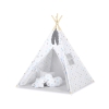 MEGA SET: Kids Teepee tent + playmat + pillows + decorative feathers- Stars blue-Gray/Gray