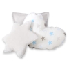 MEGA SET: Kids Teepee tent + playmat + pillows + decorative feathers- Stars blue-Gray/Gray