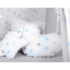 MEGA SET: Kids Teepee tent + playmat + pillows + decorative feathers- Stars blue-Gray/Gray