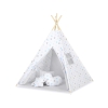MEGA SET: Kids Teepee tent + playmat + pillows + decorative feathers- Stars blue-Gray/Gray