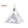 MEGA SET: Kids Teepee tent + playmat + pillows + decorative feathers- Stars blue-Gray/Gray