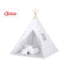 MEGA SET: Kids Teepee tent + playmat + pillows + decorative feathers- Stars blue-Gray/Gray
