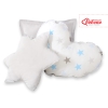 MEGA SET: Kids Teepee tent + playmat + pillows + decorative feathers- Stars blue-Gray/Gray