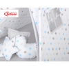 MEGA SET: Kids Teepee tent + playmat + pillows + decorative feathers- Stars blue-Gray/Gray