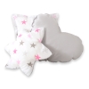 MEGA SET: Kids Teepee tent + playmat + pillows + decorative feathers- Stars pink-Gray/Gray
