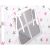 MEGA SET: Kids Teepee tent + playmat + pillows + decorative feathers- Stars pink-Gray/Gray