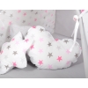 MEGA SET: Kids Teepee tent + playmat + pillows + decorative feathers- Stars pink-Gray/Gray