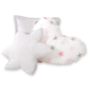 MEGA SET: Kids Teepee tent + playmat + pillows + decorative feathers- Stars pink-Gray/Gray