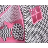 Mega Set: Teepee tent+playmat+pillows - Chevron black/ pink