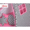 Mega Set: Teepee tent+playmat+pillows - Chevron black/ pink