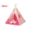 Mega Set: Teepee tent+playmat+pillows - Chevron pink-yellow