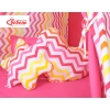 Mega Set: Teepee tent+playmat+pillows - Chevron pink-yellow