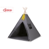 MINI Set: Teepee tent for kids + play mat + decorative feathers- anthracite