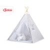 MINI Set: Teepee tent for kids + play mat + decorative feathers- Chevron Gray