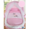 Moses Basket on Wheels from My Sweet Baby Wicker crib with hood- Donkey Luca pink