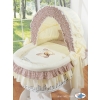 Moses Basket on Wheels - My Sweet Baby Wicker crib with hood- Bear with bow brown