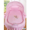 Moses Basket on Wheels - My Sweet Baby Wicker crib with hood- Good night pink