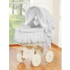Moses Basket on Wheels - Wicker crib with hood- Amelie gray