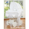 Moses Basket on Wheels - Wicker crib with hood- Amelie white