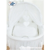 Moses Basket on Wheels - Wicker crib with hood- Amelie white