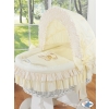 Moses Basket on Wheels - Wicker crib with hood- Bear with bow cream