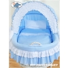 Moses Basket on Wheels - Wicker crib with hood- Bellamy blue