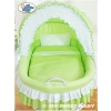 Moses Basket on Wheels - Wicker crib with hood- Bellamy green