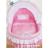 Moses Basket on Wheels - Wicker crib with hood- Bellamy pink