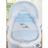 Moses Basket on Wheels - Wicker crib with hood- Donkey Luca blue